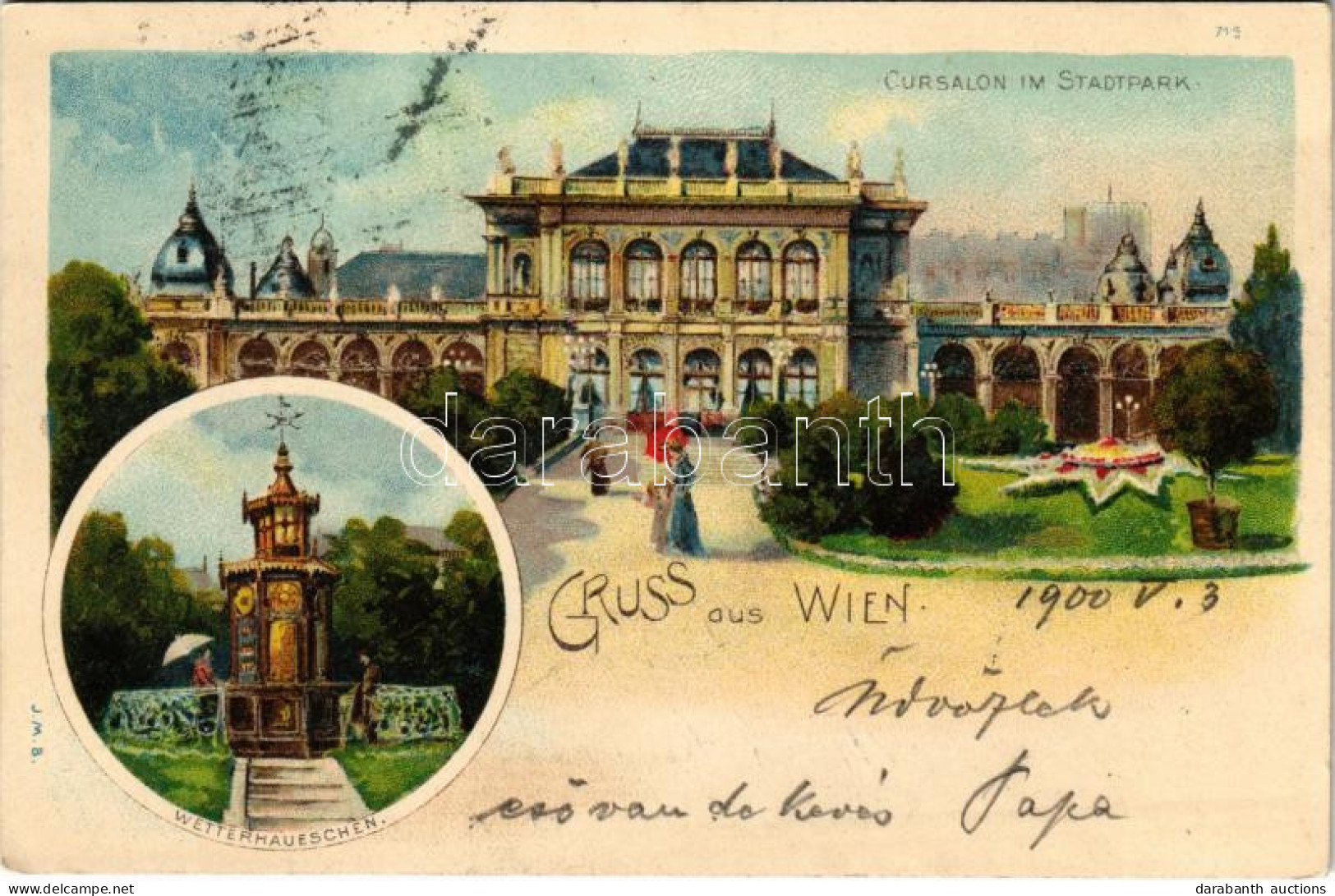 T2/T3 1900 Wien, Vienna, Bécs; Cursalon Im Stadtpark, Wetterhäuschen. Art Nouveau, Litho - Unclassified