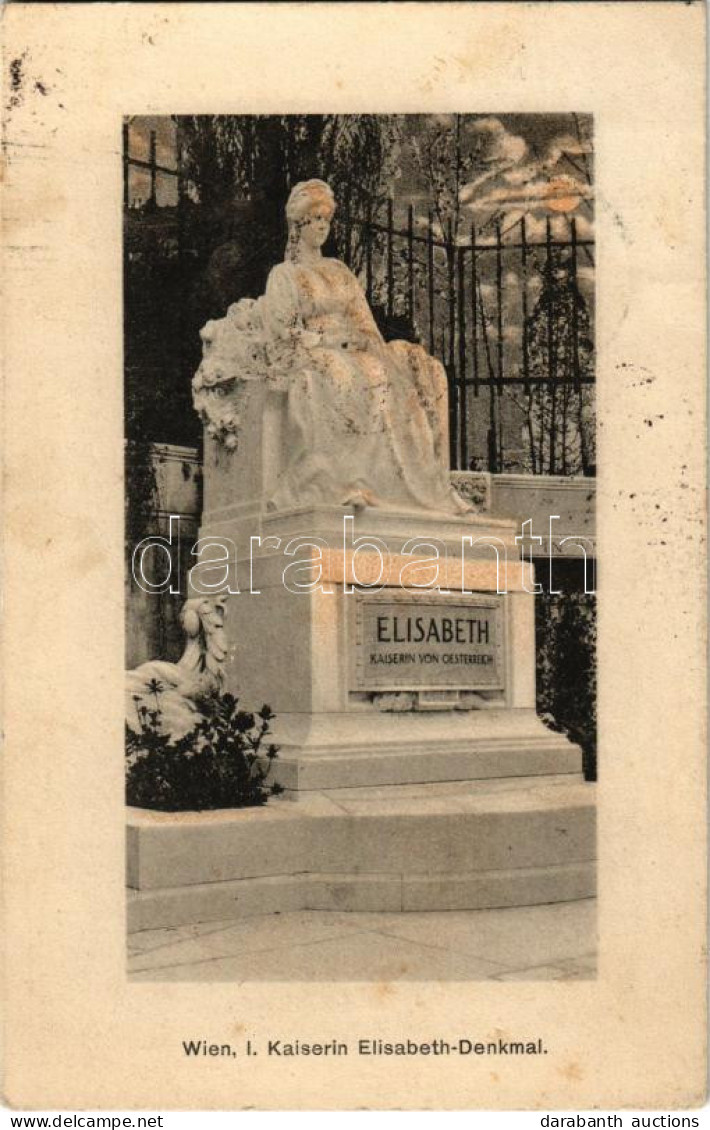 T2/T3 1909 Wien, Vienna, Bécs; Kaiserin Elisabeth Denkmal / Statue Of Empress Elisabeth Of Austria (Sisi) - Ohne Zuordnung
