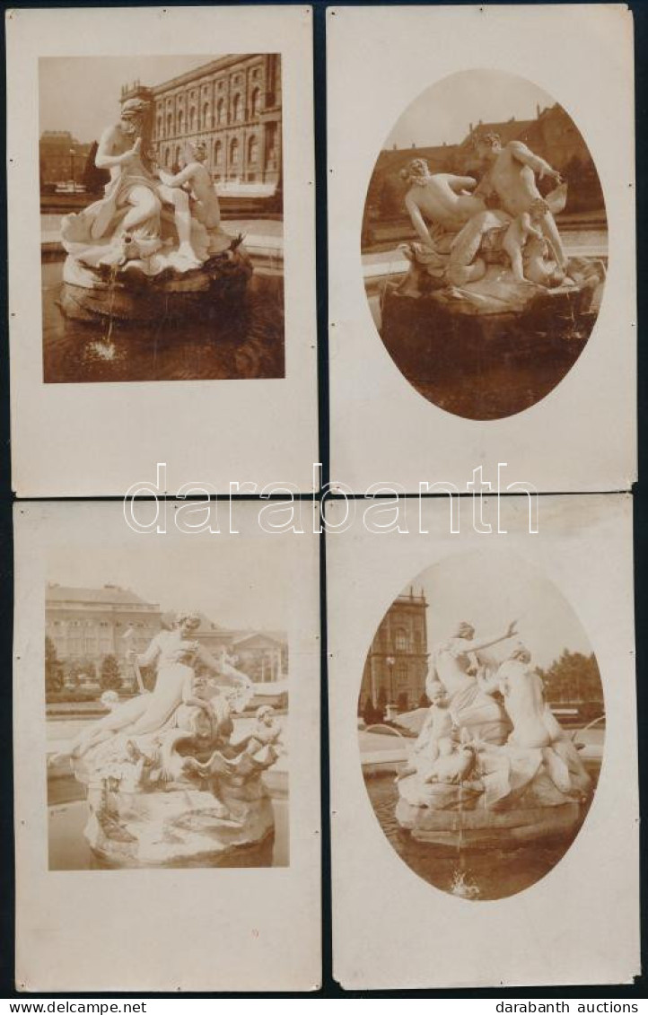 ** Wien, Vienna, Bécs XIII. Schönbrunn, Triton Und Najadenbrunnen - 4 Pre-1915 Photo Postcards (pinholes) - Unclassified