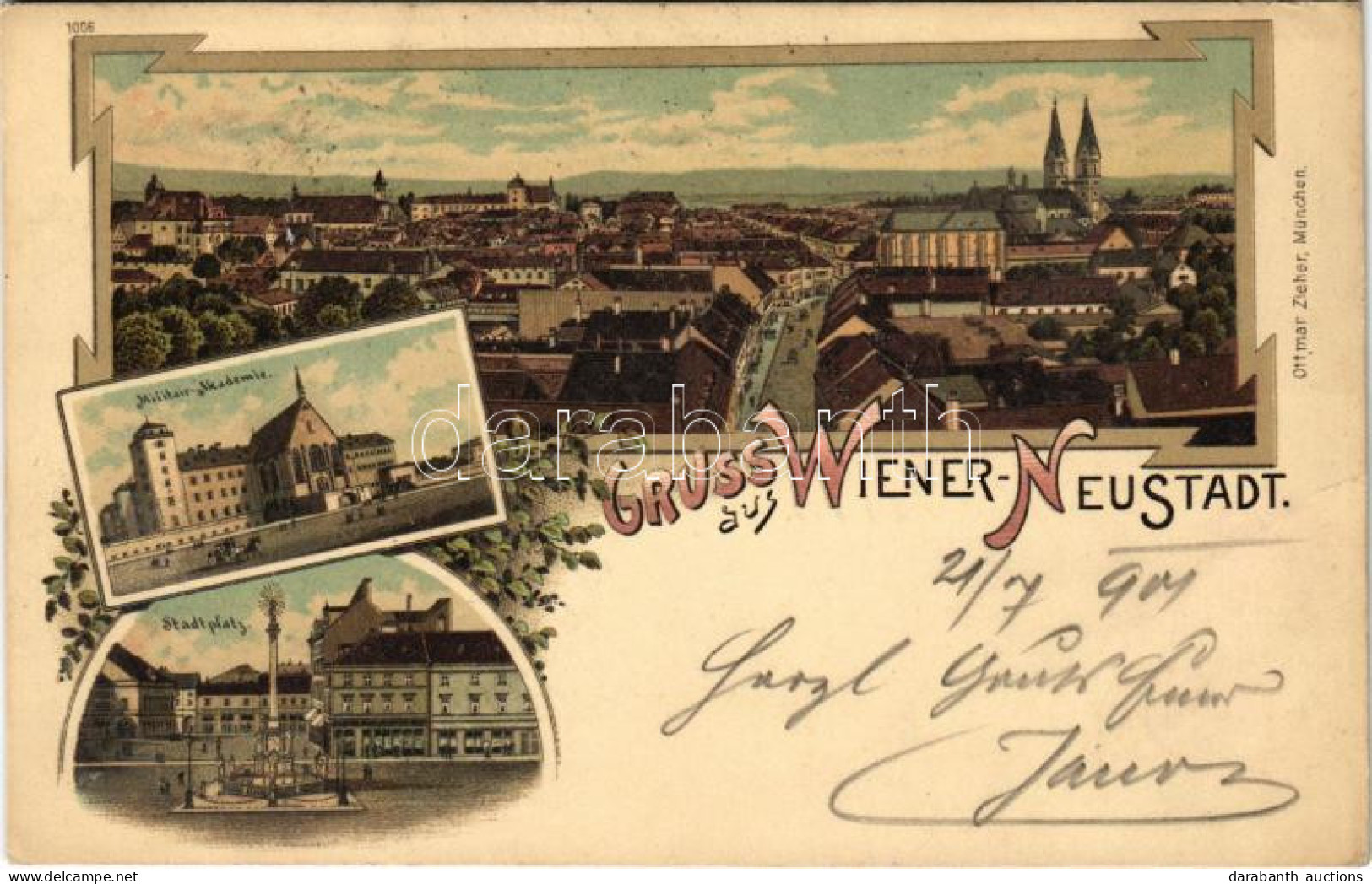 * T2/T3 1904 Wiener Neustadt, Bécsújhely; Militair-Akademie, Stadtplatz / General View, K.u.K. Military Academy, Square. - Non Classés