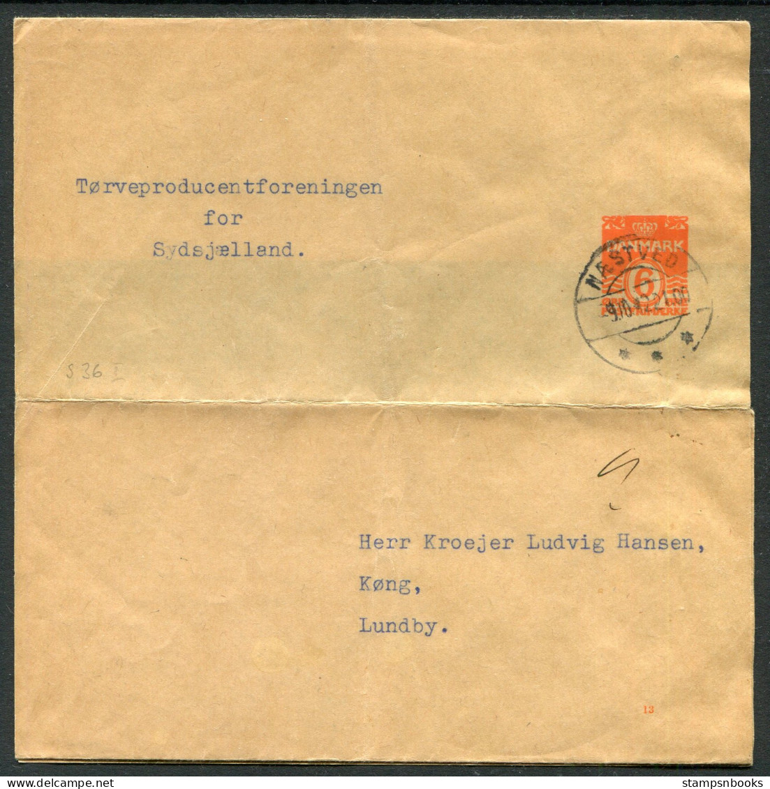 1942 Denmark 6ore Stationery Wrapper Naestved - Lundby - Covers & Documents
