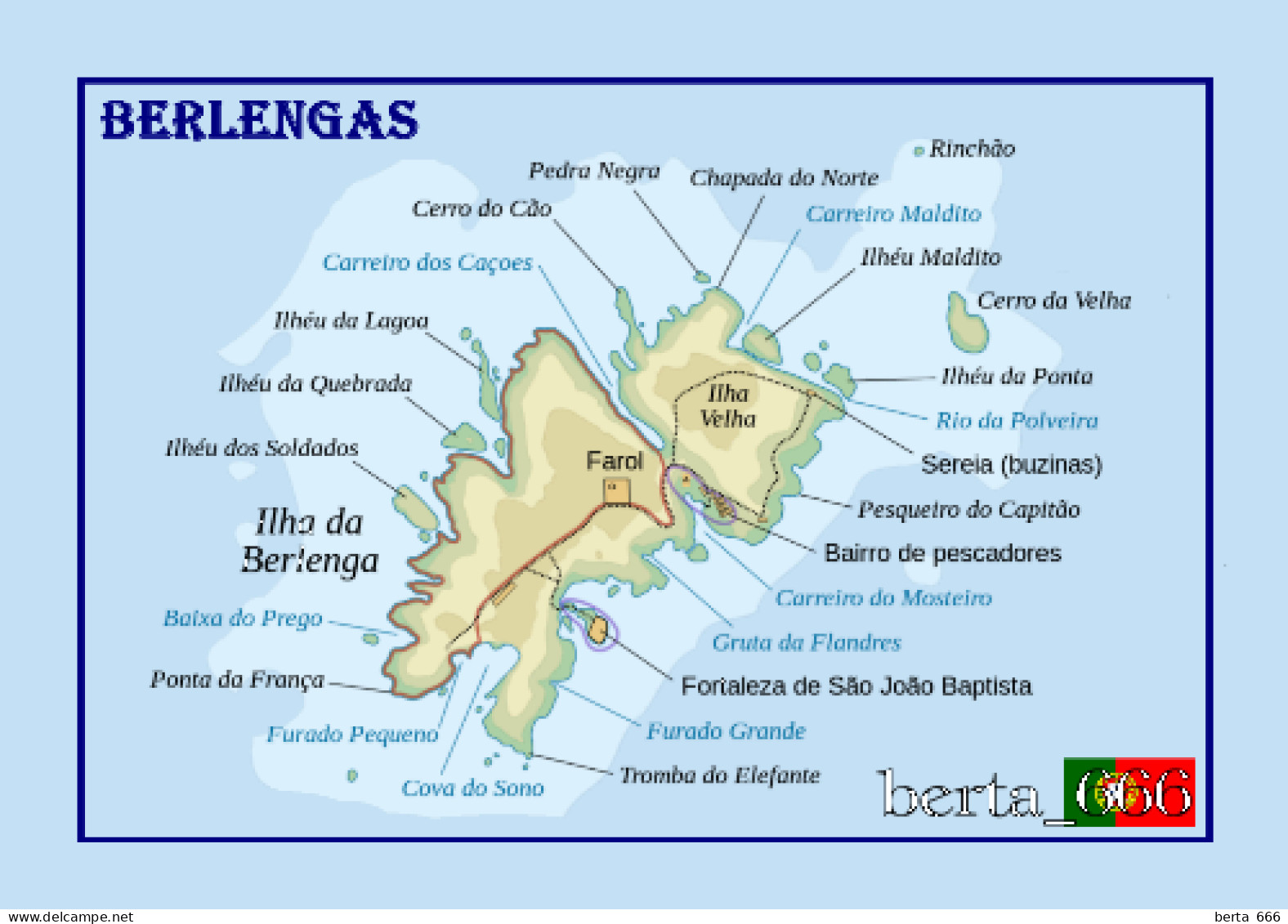 Portugal Berlengas Islands Map New Postcard * Carte Geographique * Landkarte - Leiria