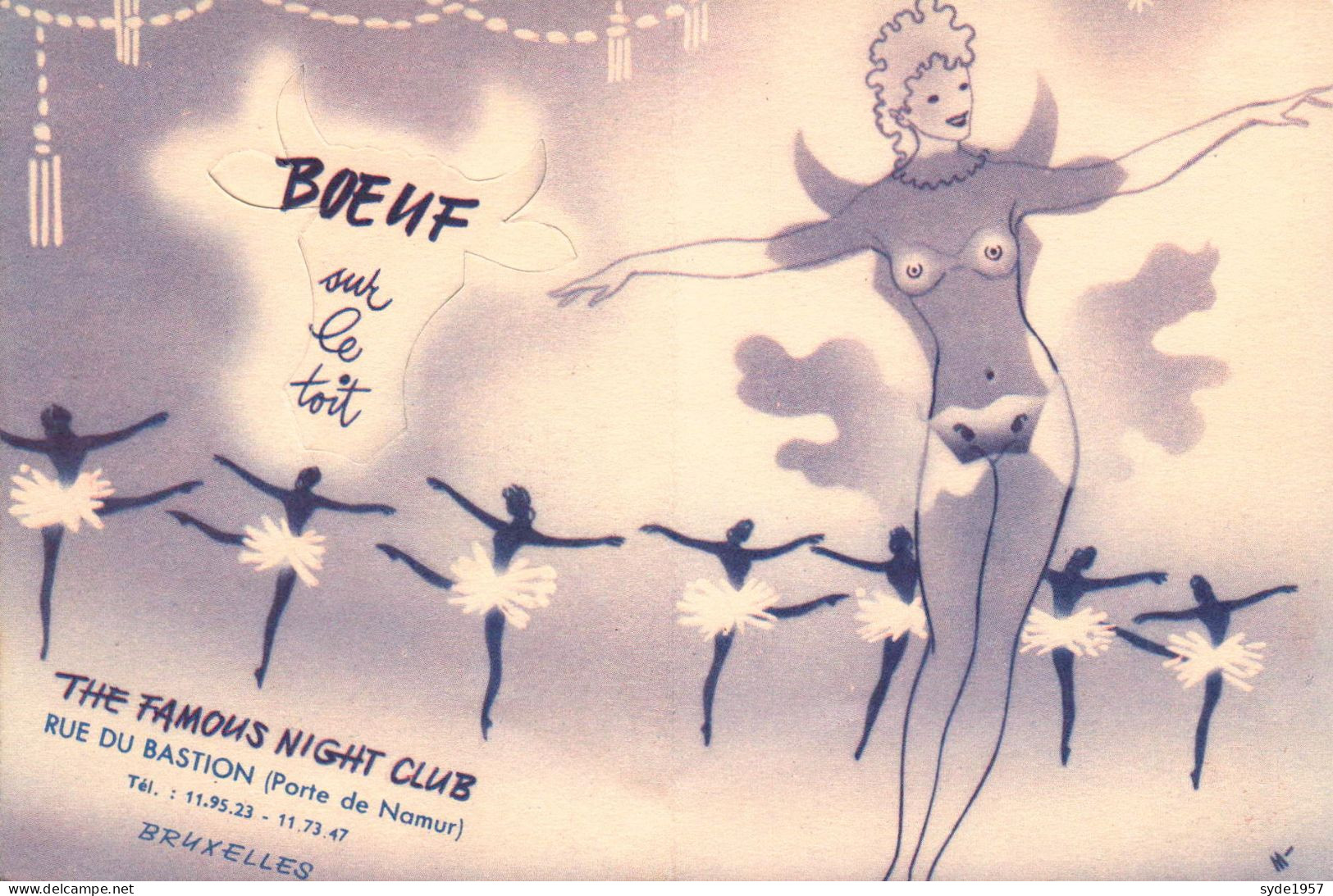 "BOEUF SUR LE TOIT" - Le Plus Beau CABARET - -NIGHT CLUB - RUE Du BASTION - BRUXELLES -CARTE COQUINE à SYSTEME - (11x15) - Brussel Bij Nacht