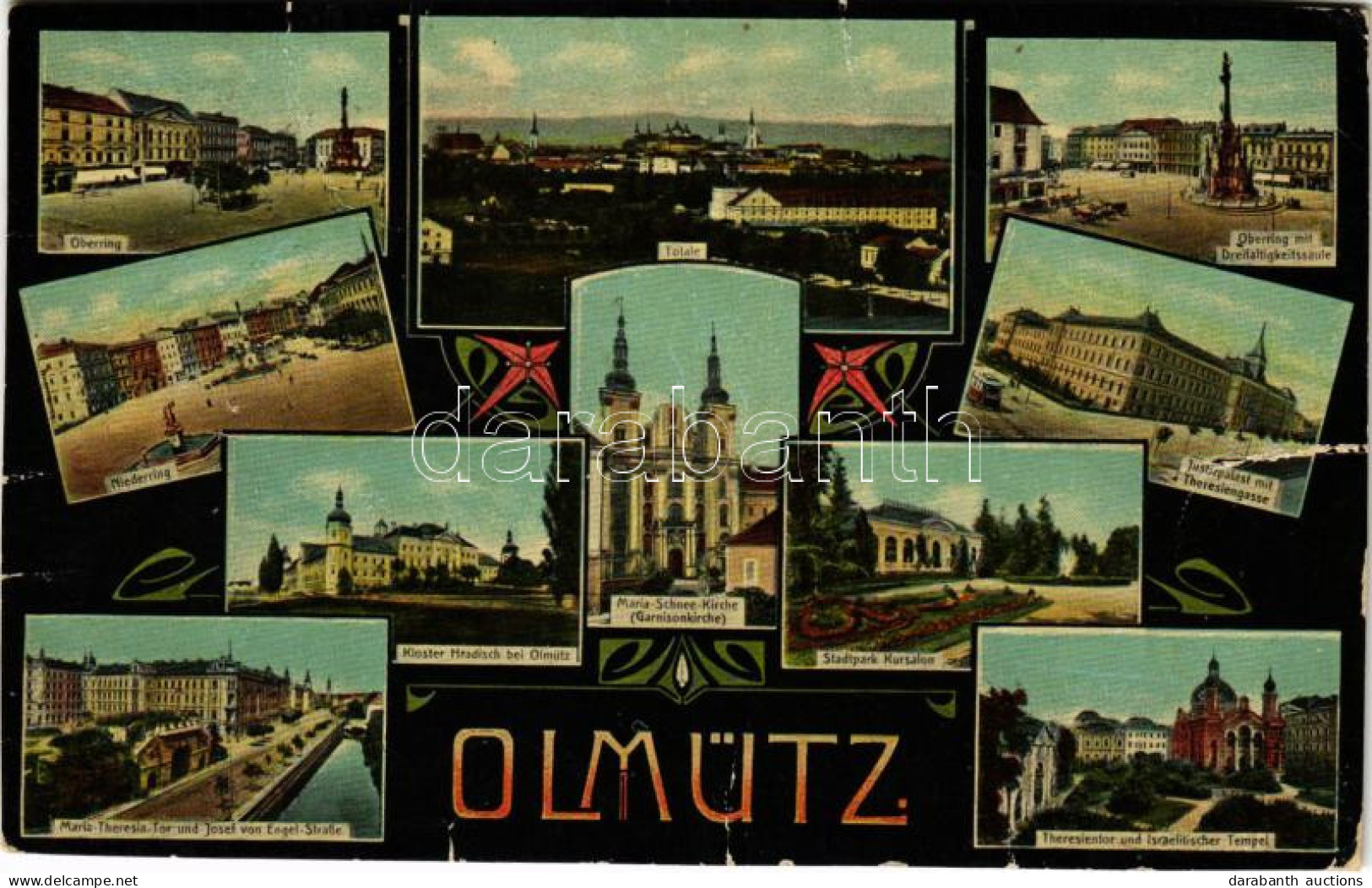 T4 1915 Olomouc, Olmütz; Oberring, Niederring, Totale, Dreifaltigkeitssäule, Justizpalast Mit Theresiengasse, Kloster Hr - Unclassified