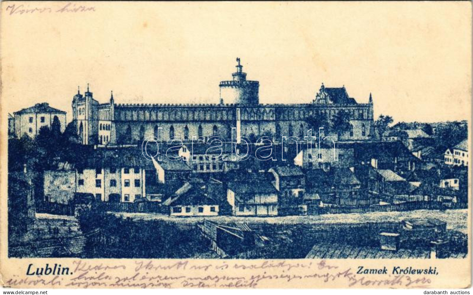 T2/T3 1915 Lublin, Zamek Królewski / Castle + "M. K. 4. Honvéd Tábori ágyús Ezred 1. ágyús Lövőszeres Osztag" (EK) - Non Classés