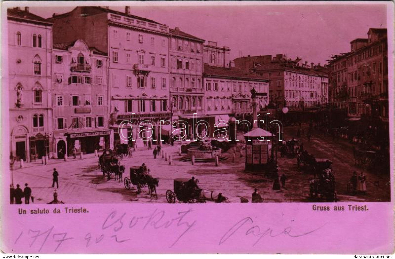 T3 1902 Trieste, Piazza, Panorama Internazionale, Hotel Daniel, Restaurant Steinfeld, Libreria, Cafe, Il Piccolo / Squar - Non Classés