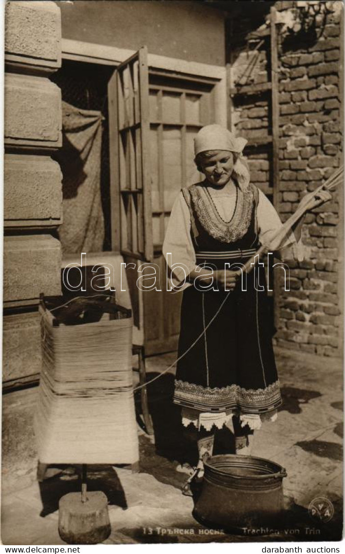 T2/T3 1937 Trachten Von Trín / Bolgár Népviselet, Fonóasszony / Bulgarian Folklore, Spinning Lady - Unclassified