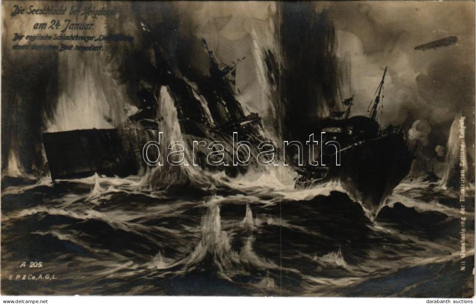 * T2 Die Seeschlacht Bei Helgoland Am 24. Januar. Der Englische Schlachtkreuzer "Lion" Wird Von Einem Deutschen Boot Tor - Ohne Zuordnung