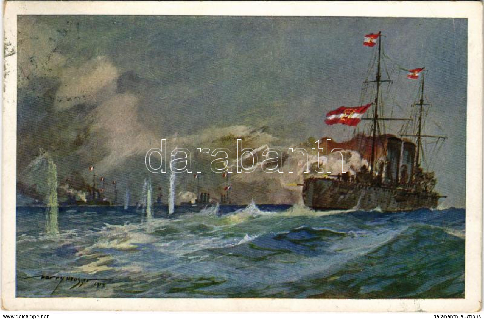 T2/T3 1915 SMS Zenta Im Kampfe Mit Der Französischen Flotte. K.u.K. Kriegsmarine. Offizielle Postkarte Des Österreichisc - Non Classés