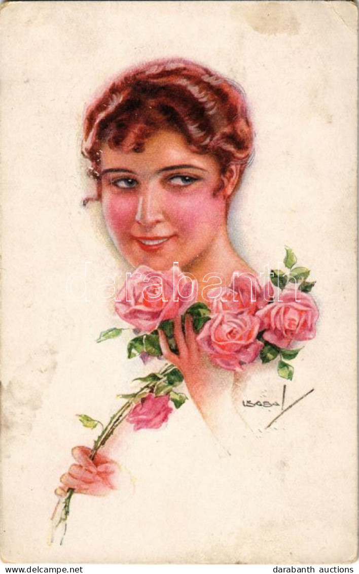 * T2/T3 1920 Lady Art Postcard With Roses. "ERKAL" No. 302/3. S: Usabal (EK) - Unclassified