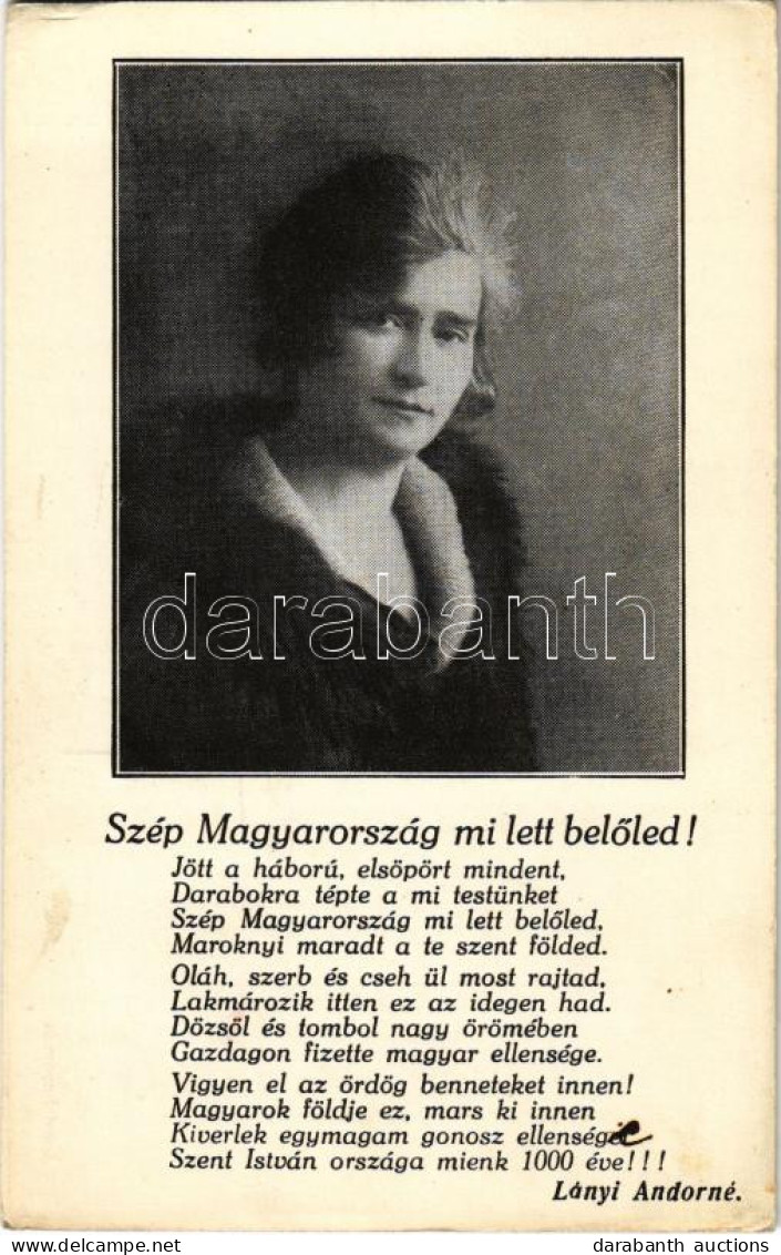 ** T2/T3 Szép Magyarország Mi Lett Belőled! Lányi Andorné Verse / Hungarian Irredenta Postcard - Non Classés