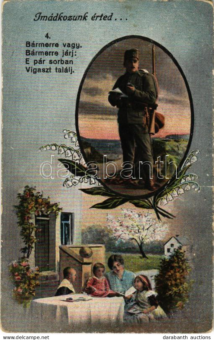 T3 1915 Imádkozunk érted... / WWI Austro-Hungarian K.u.K. Military Art Postcard, Prayer. Floral. M.B.L. 1507. (kopott Sa - Non Classés