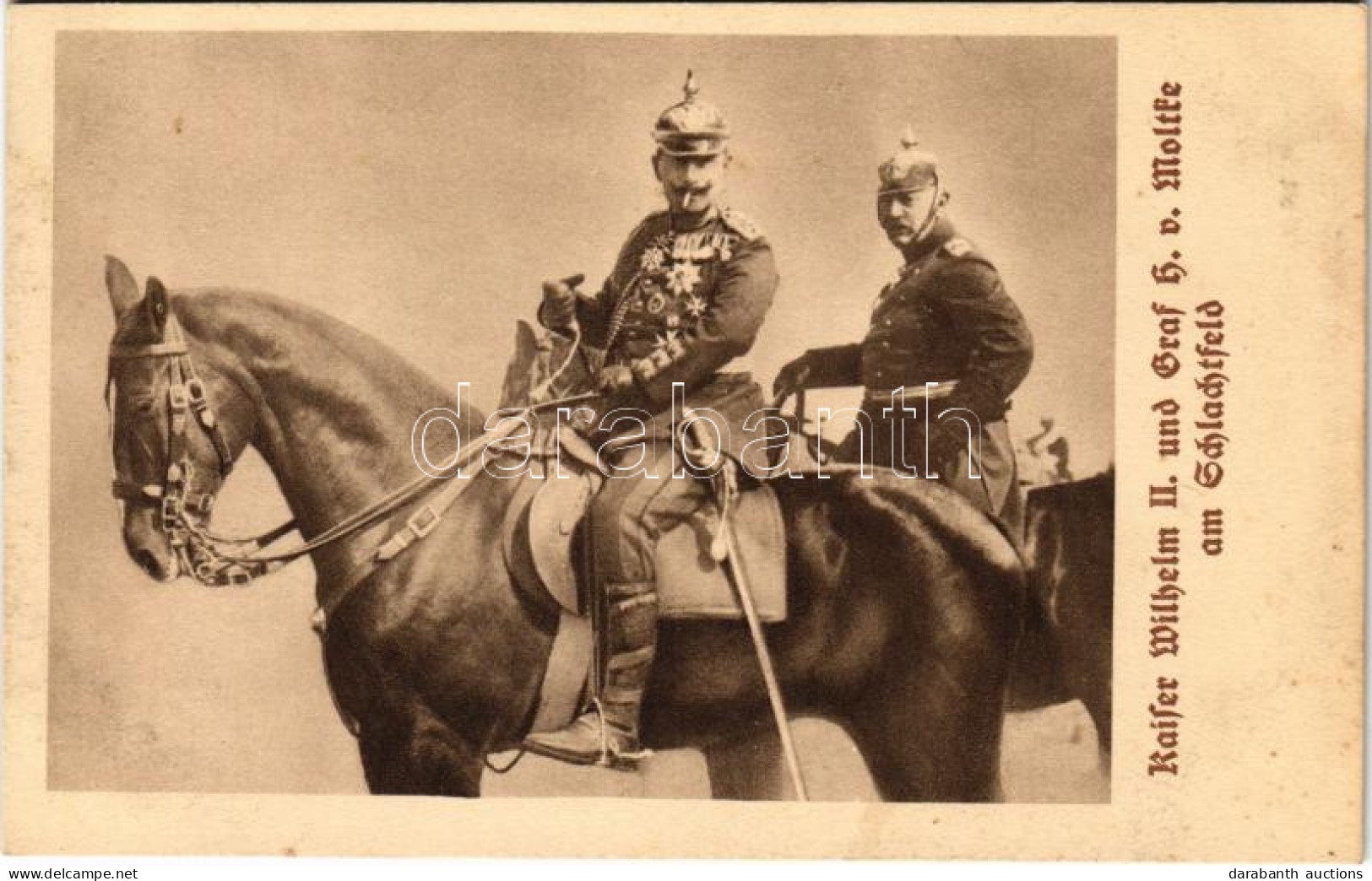 ** T2/T3 Kaiser Wilhelm II Und Graf H. V. Moltke Am Schlachtfeld / WWI German Military, Wilhelm II And Moltke (fl) - Non Classés
