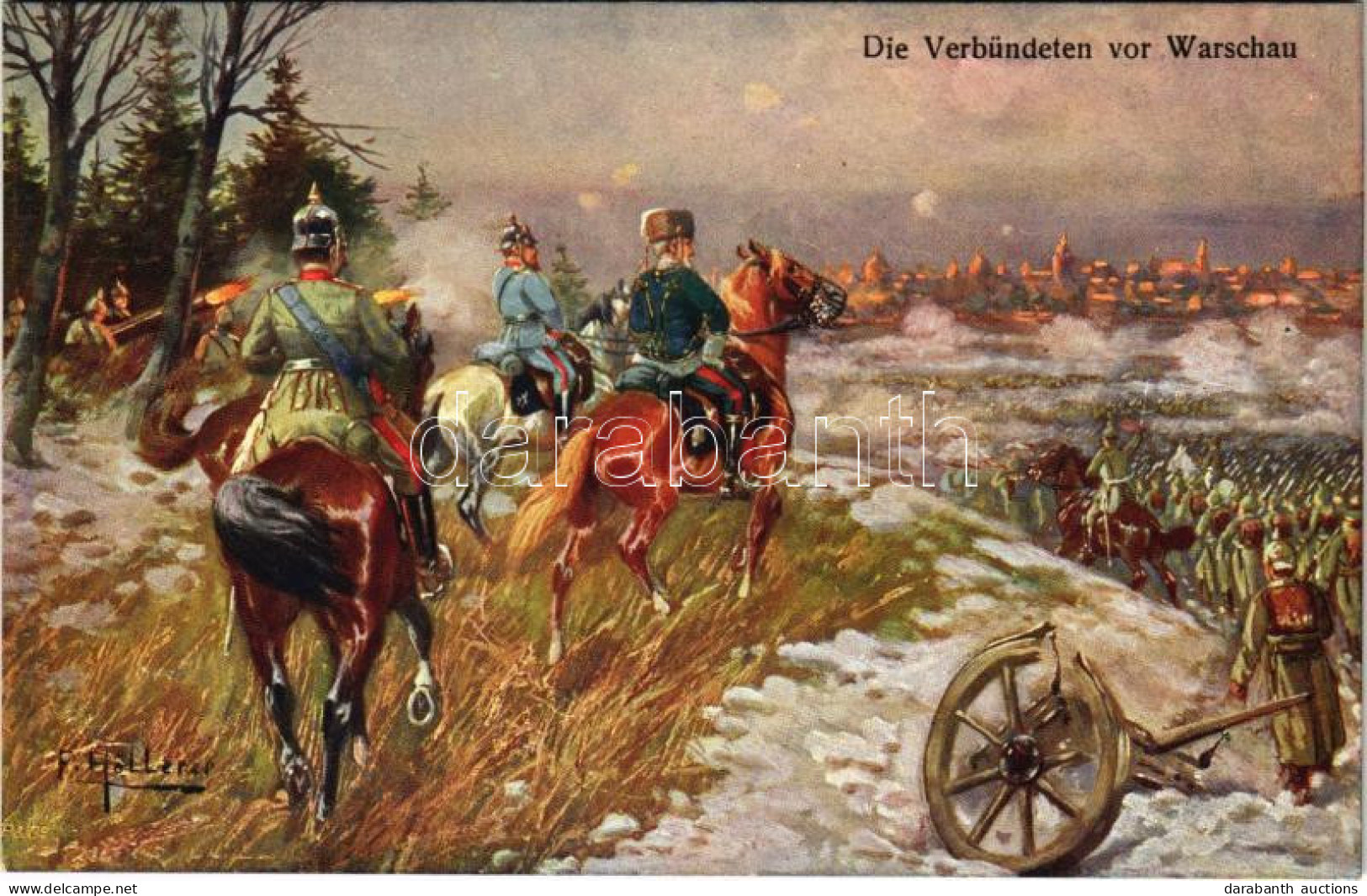 ** T2 Die Verbündeten Vor Warschau / WWI German And Austro-Hungarian K.u.K. Military Art Postcard, Viribus Unitis Propag - Non Classés
