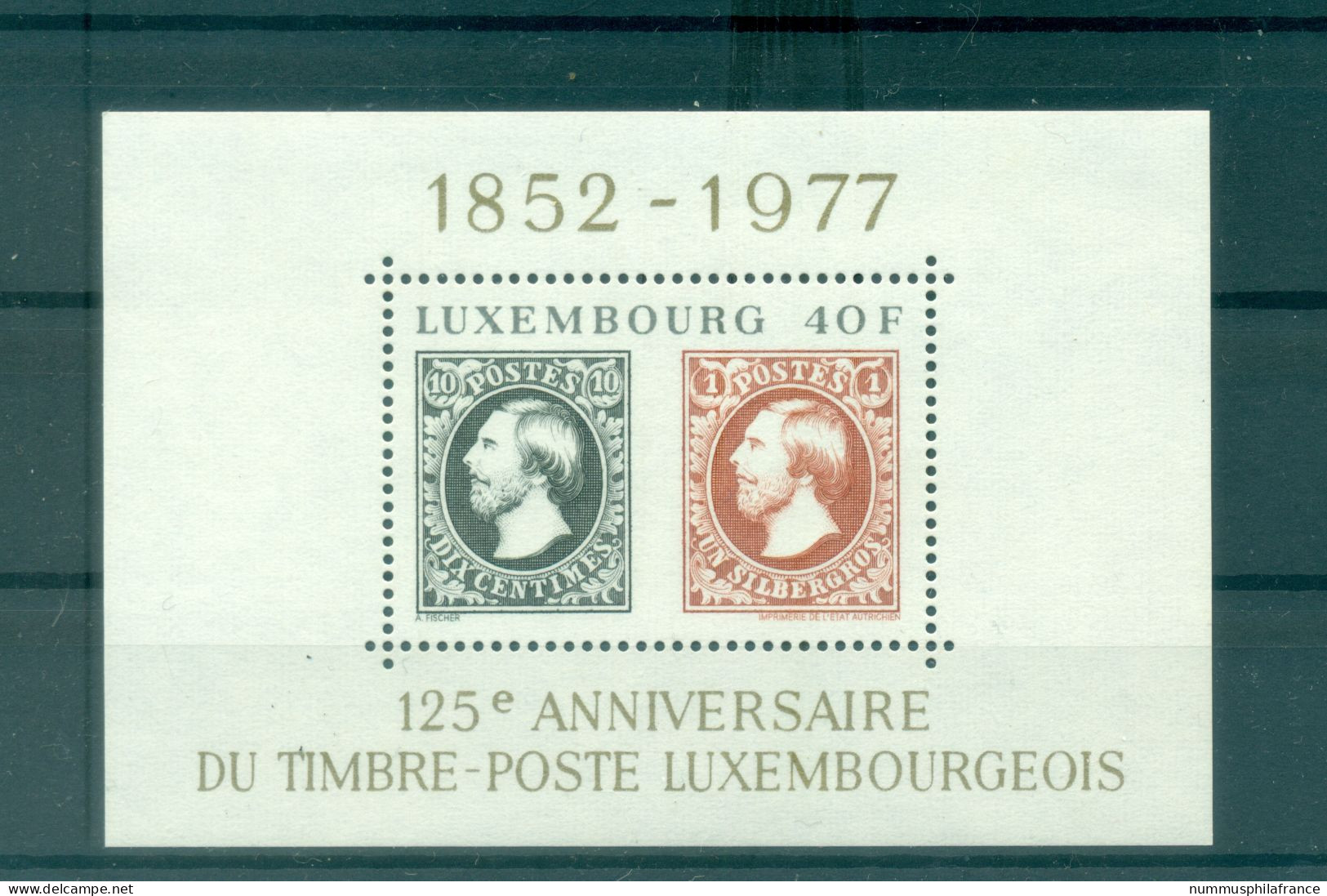 Luxembourg 1977 - Y & T Feuillet N. 10 - Premiers Timbres-poste Luxembourgeois (Michel Feuillet N. 10) - Blocs & Feuillets