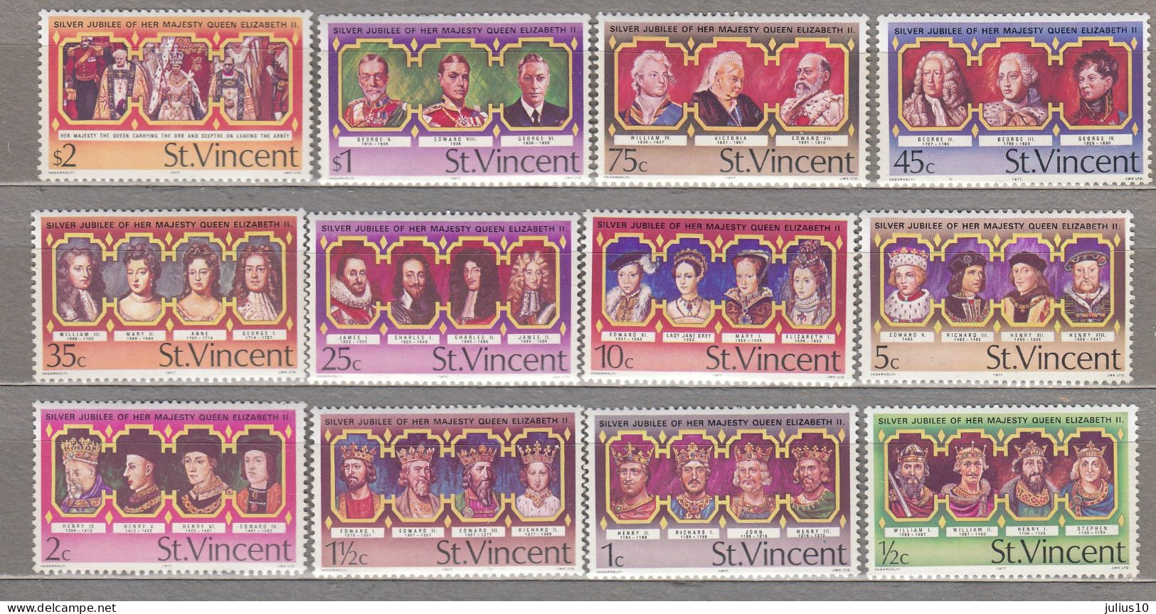 ST.VINCENT 1977 QEII Silver Jubilee MNH(**) Mi 459-470 #34117 - St.Vincent (...-1979)