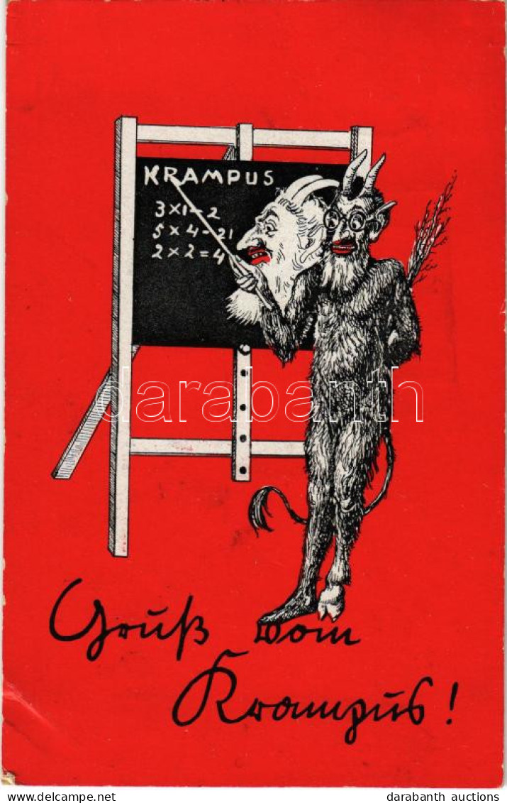 T2/T3 1942 Krampusz Tanár úr / Krampus Teacher, Greeting - Unclassified
