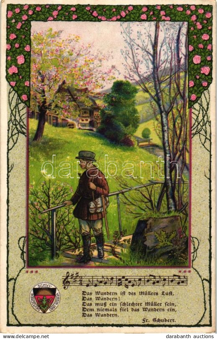 T2 Das Wandern Ist Des Müllers Lust. Verlag Des Deutschen Schulvereins, Deutscher Lieder Nr. 5. / Patriotic Art Postcard - Ohne Zuordnung