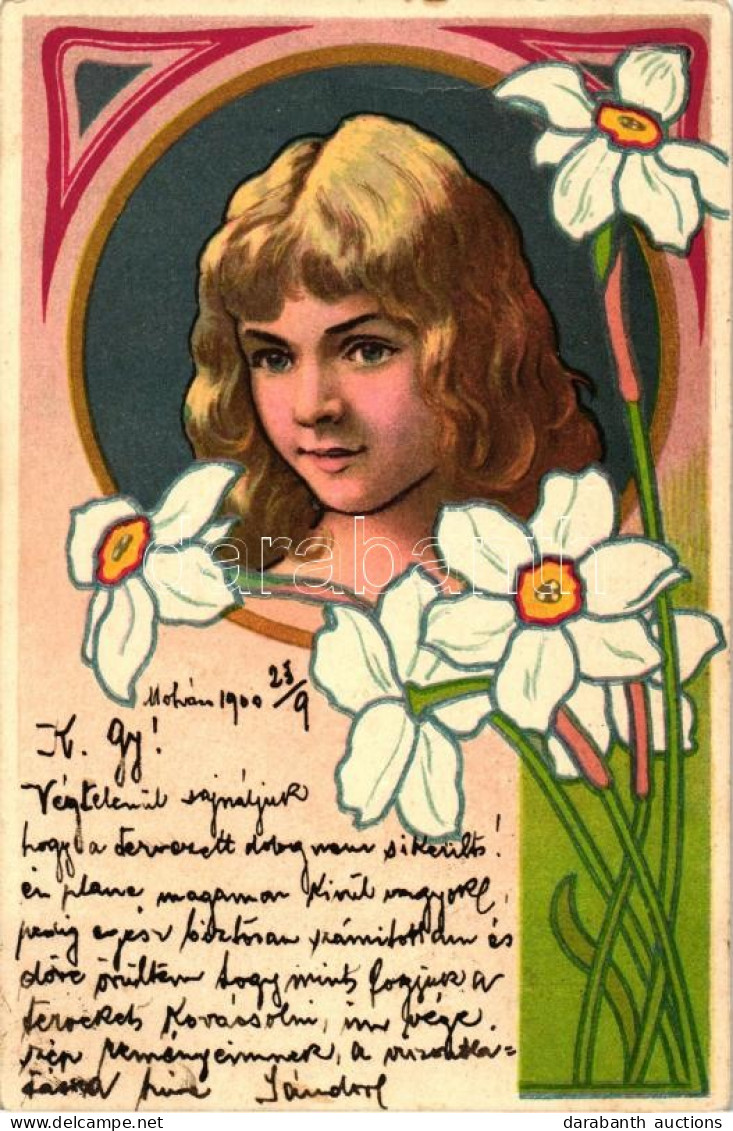 T3 Lady, Floral, Art Nouveau Litho (fa) - Non Classés