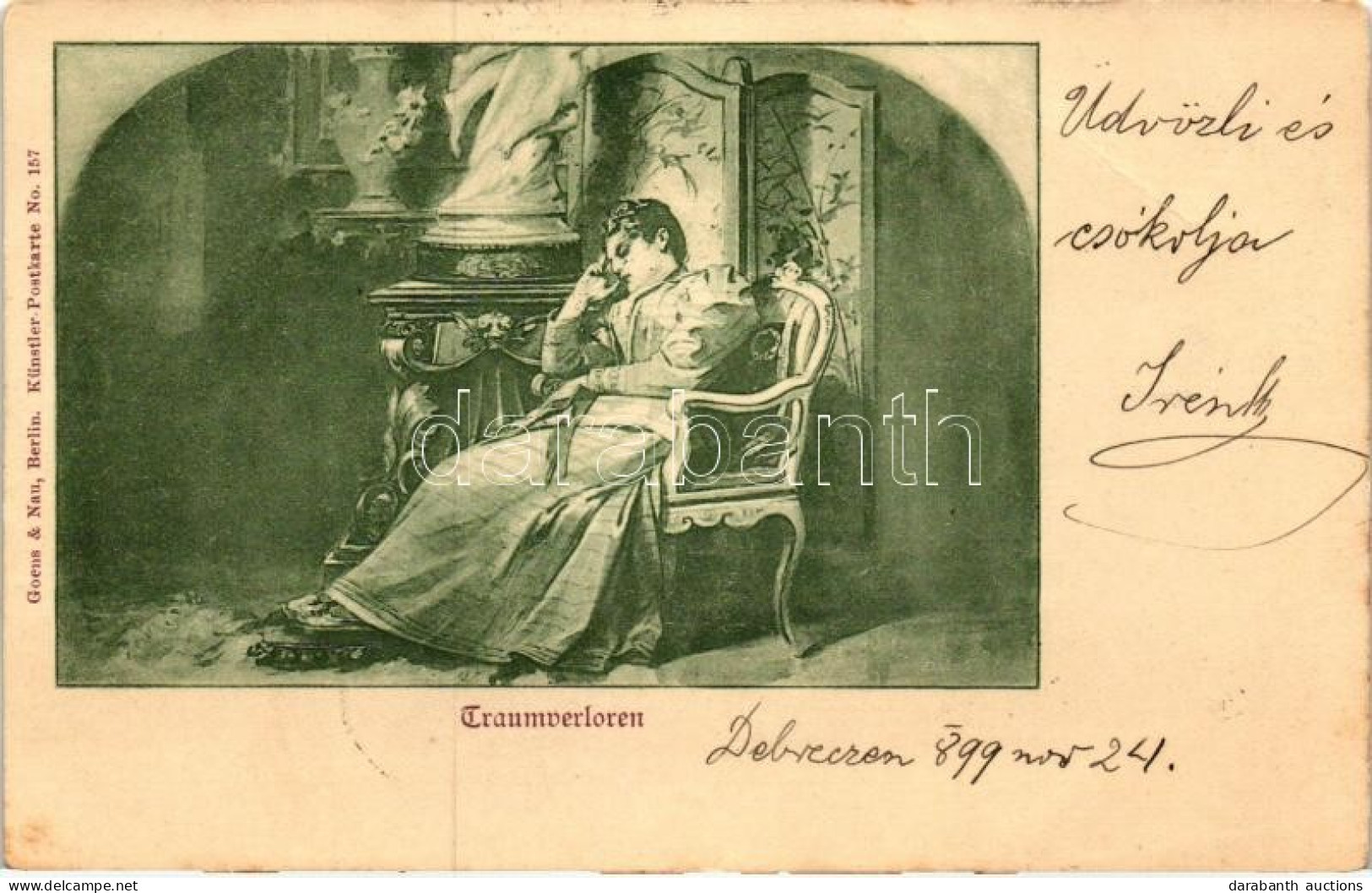 T3 1899 Traumverloren / Lady, Goens & Nau Künstlerpostkarte No. 157. (EB) - Unclassified