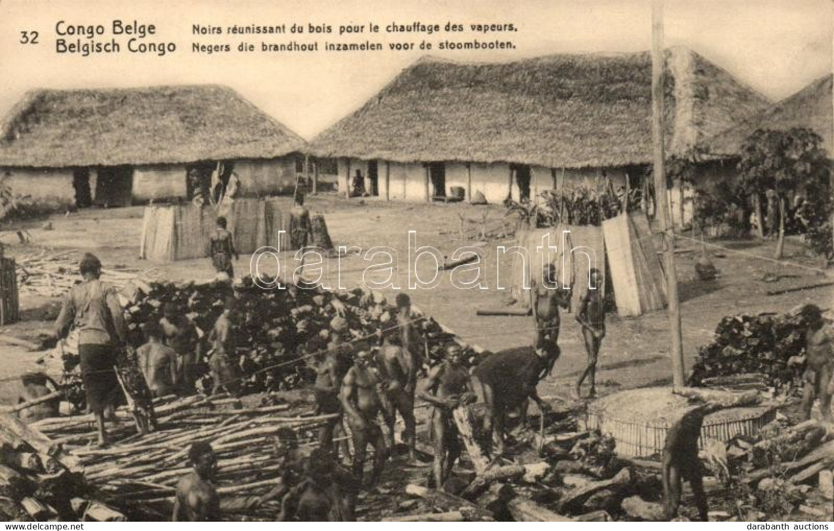 ** T1 Belgian Congo, Black People Collecting Firewood For The Steamboats - Unclassified