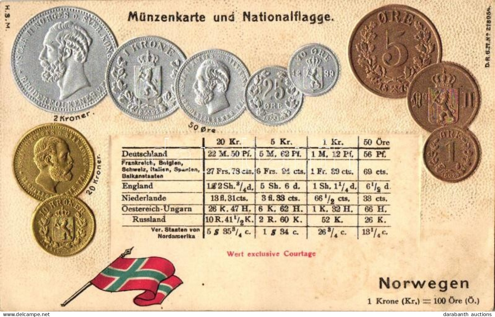 ** T4 Norway; Set Of Coins, Flag, Emb. Litho (wet Damage) - Non Classés