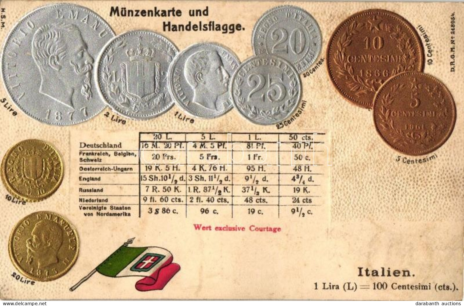 ** T3 Italy; Set Of Coins, Flag, Emb. Litho (EB) - Unclassified