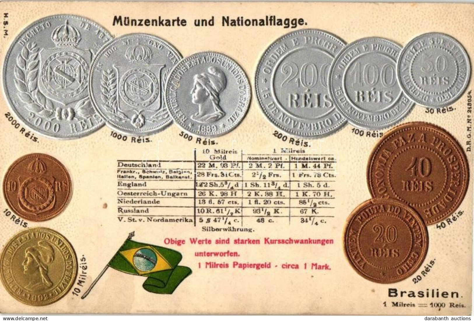 ** T3 Brazil; Set Of Coins, Flag, Emb. Litho (wet Corner) - Ohne Zuordnung