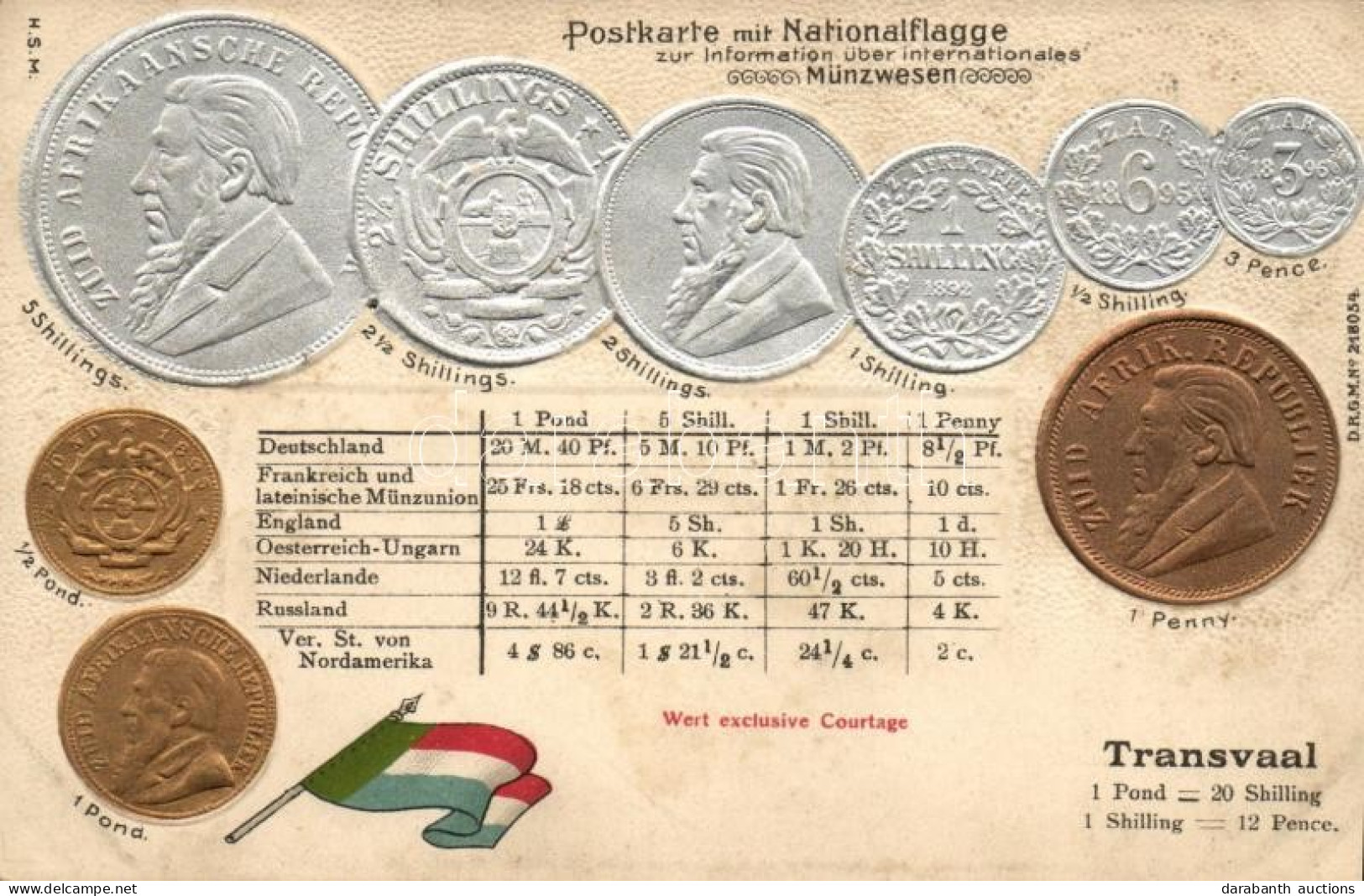 ** T3 Transvaal, Set Of Coins, Flag, Emb. Litho (wet Damage) - Ohne Zuordnung