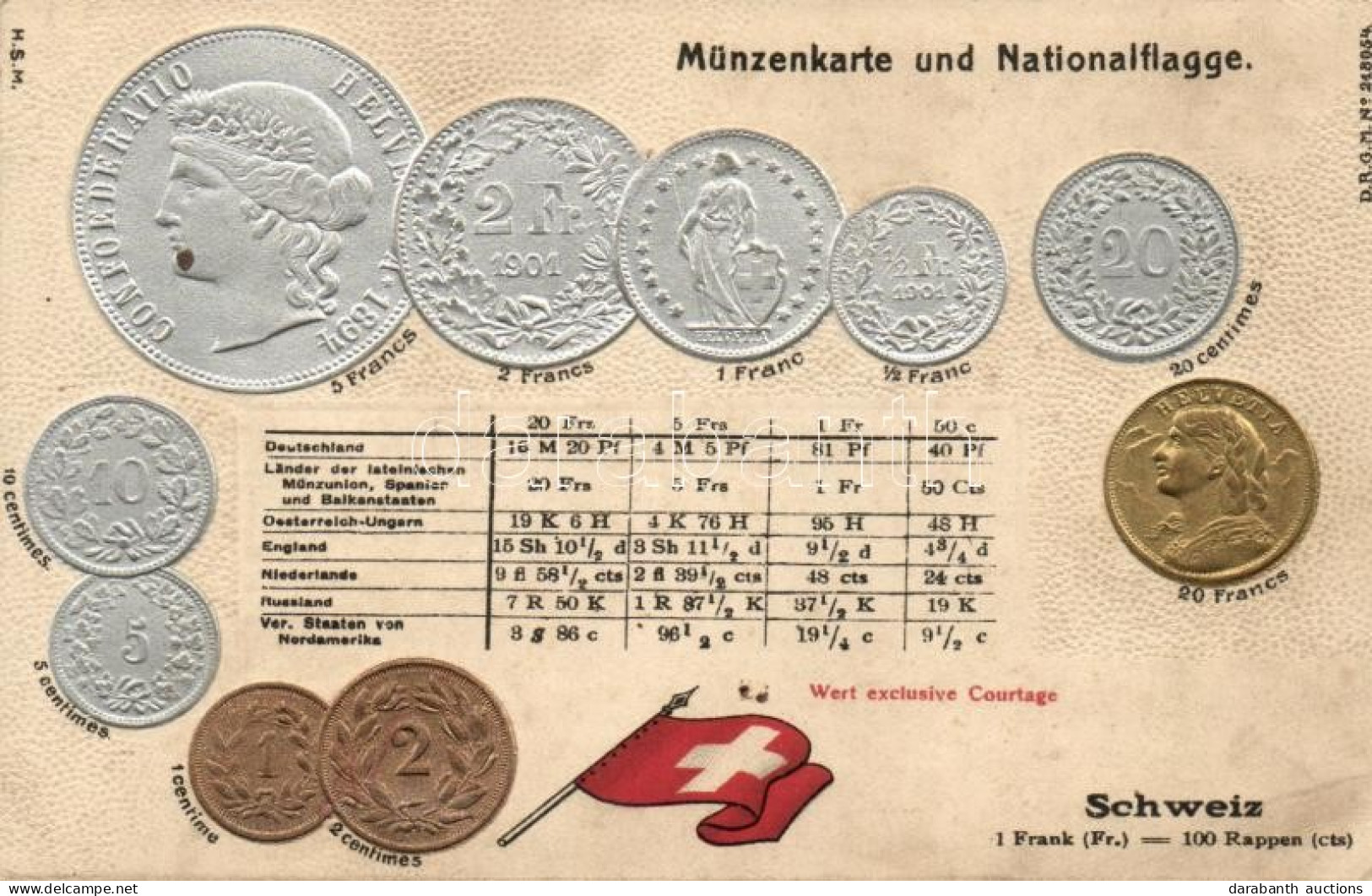 ** T3 Swiss Set Of Coins, Flag, Emb. Litho (wet Damage) - Ohne Zuordnung