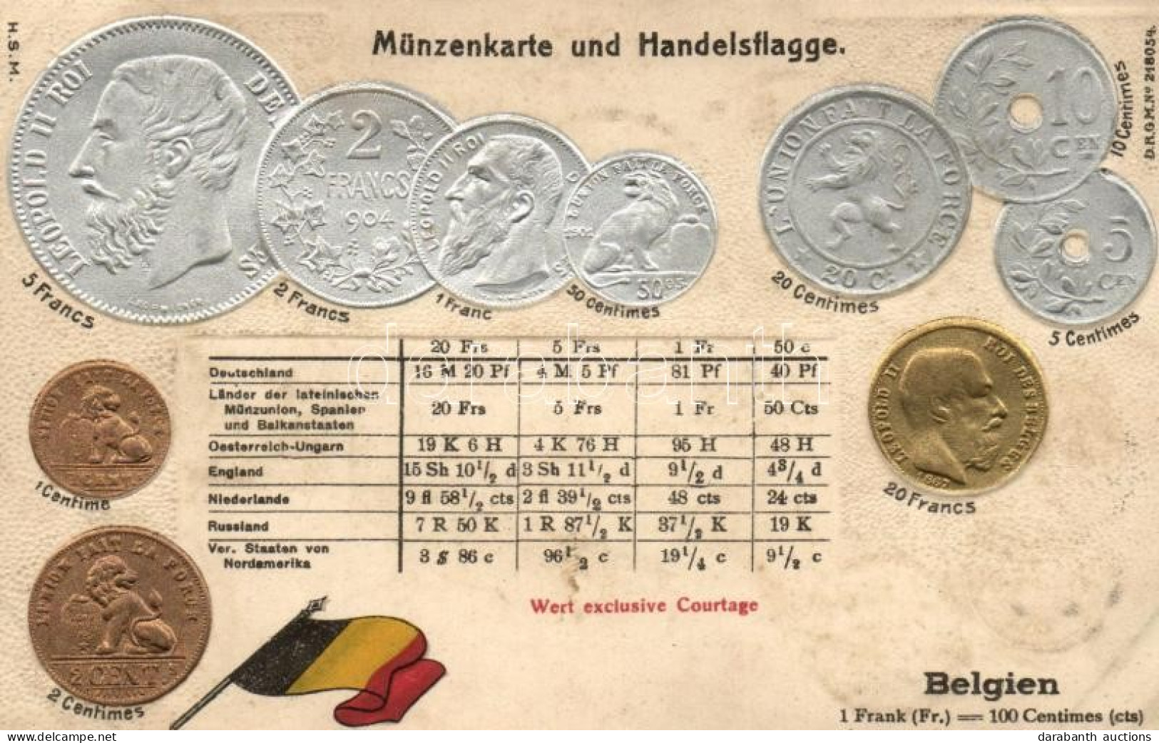 ** T3/T4 Belgian Set Of Coins, Flag, Emb. Litho (wet Damage) - Ohne Zuordnung