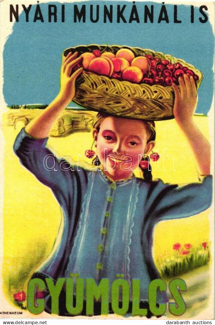 ** T3 Nyári Munkánál Is Gyümölcs! Propaganda Lap, C-vitamin Táblázat A Hátoldalon / Hungarian Fruit, Health Propaganda,  - Ohne Zuordnung
