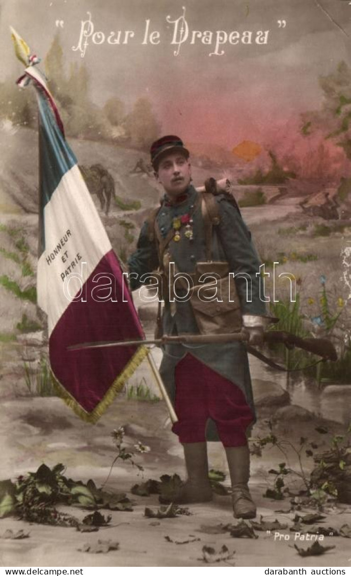 * T2 Pour Le Drapeau / WWI French Soldier, Flag, Propaganda - Unclassified
