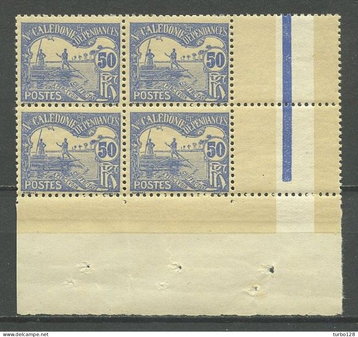 CALEDONIE 1906 Taxe N° 21 ** Bloc De 4 Coin De Feuille Neuf MNH Superbe C 22 € Embarcation Bateaux Boats Transports - Strafport