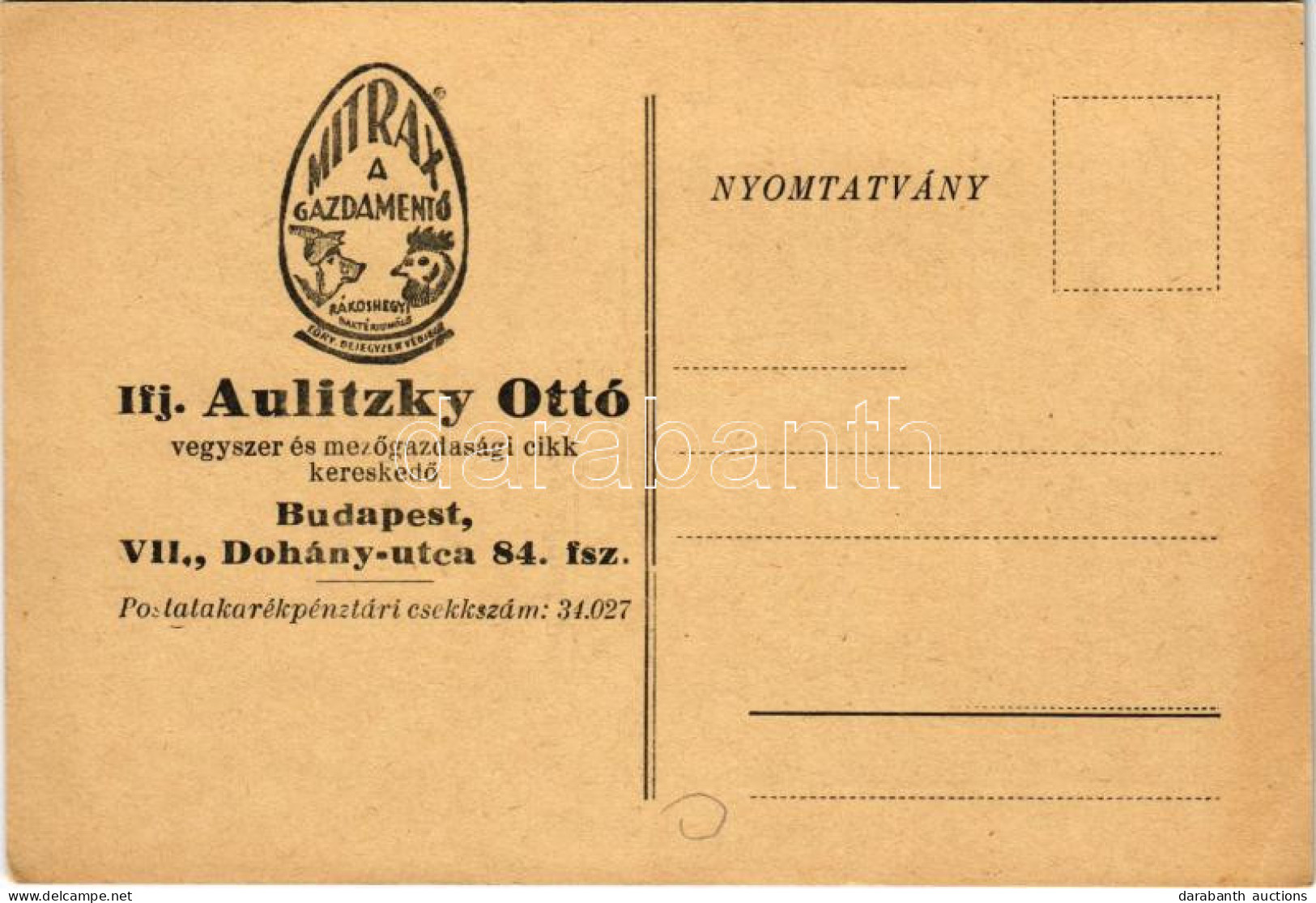 ** T2/T3 Mitrax A Gazdamentő. Ifj. Aulitzky Ottó Vegyszer és Mezőgazdasági Cikk Kereskedő. Budapest VII. Dohány Utca 84. - Ohne Zuordnung