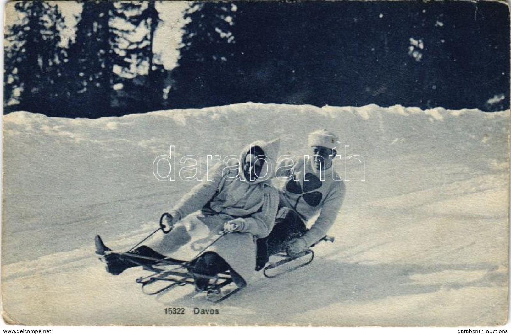 T2/T3 1910 Szánkózás Davoson, Téli Sport / Bobsleigh In Davos, Winter Sport (EK) - Non Classés