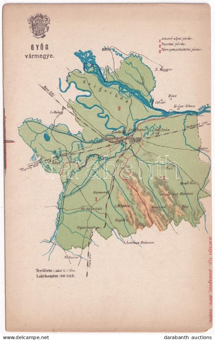 ** T2/T3 Győr Vármegye Térképe. Kiadja Károlyi Gy. / Map Of Győr County (EK) - Zonder Classificatie