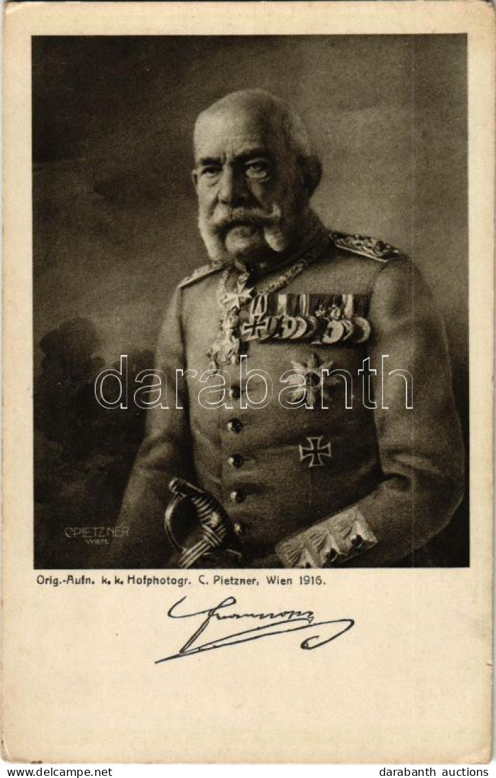 ** T2/T3 Franz Josef I / Franz Joseph I Of Austria. Orig.-Aufn. K.k. Hofphotogr. C. Pietzner Wien 1916. Offizielle Karte - Non Classés