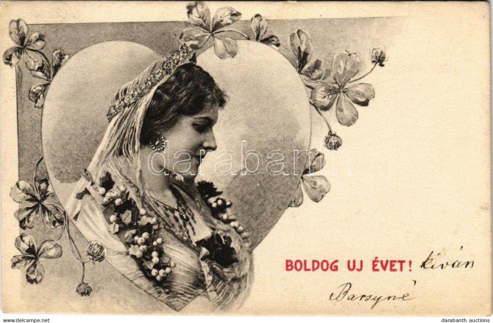 T2/T3 1906 Boldog új évet! Szecessziós Hölgy / New Year, Art Nouveau Lady, Floral. C. D. Bp. Ser. Nr. 880. - Ohne Zuordnung