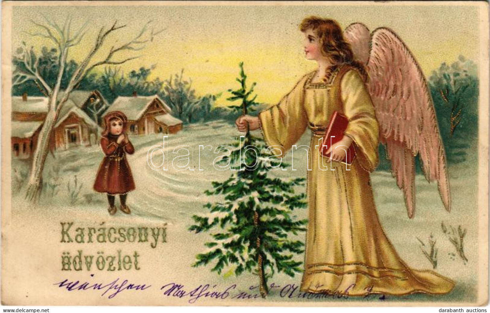 T2/T3 1904 Karácsonyi üdvözlet / Christmas Greeting Art Postcard With Angel. Emb. Litho (EK) - Ohne Zuordnung
