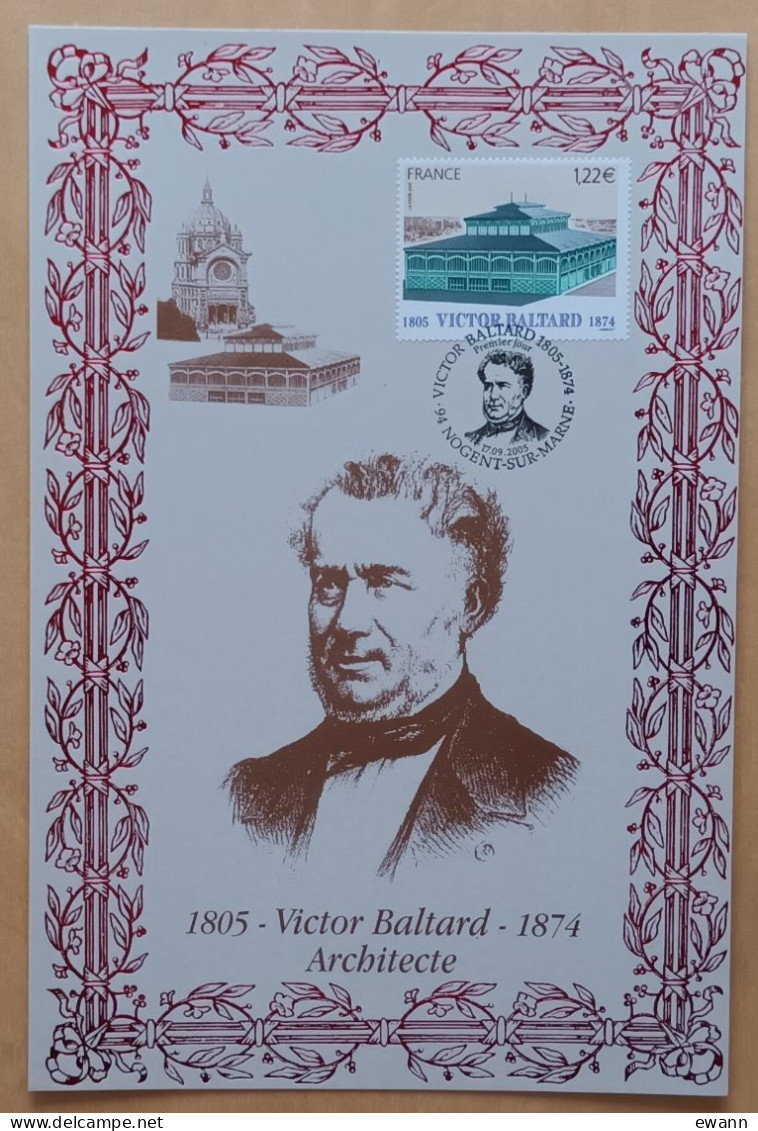 FDC Sur Encart AMIS - YT N°3824 - VICTOR BALTARD - 2005 - 2000-2009