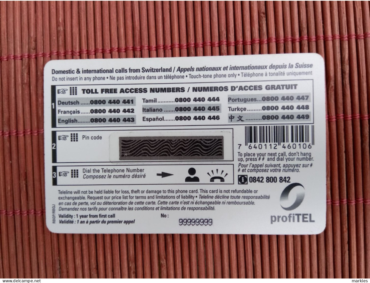 Prepaidcard Teleline Mint 10 CHF Rare - Svizzera