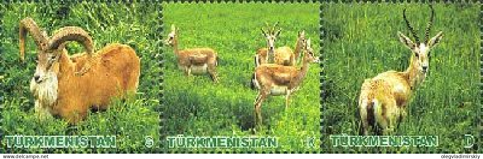 Turkmenistan 2009 Fauna Artiodactyl Goats Rams Strip Of 3 Stamps MNH - Turkmenistán