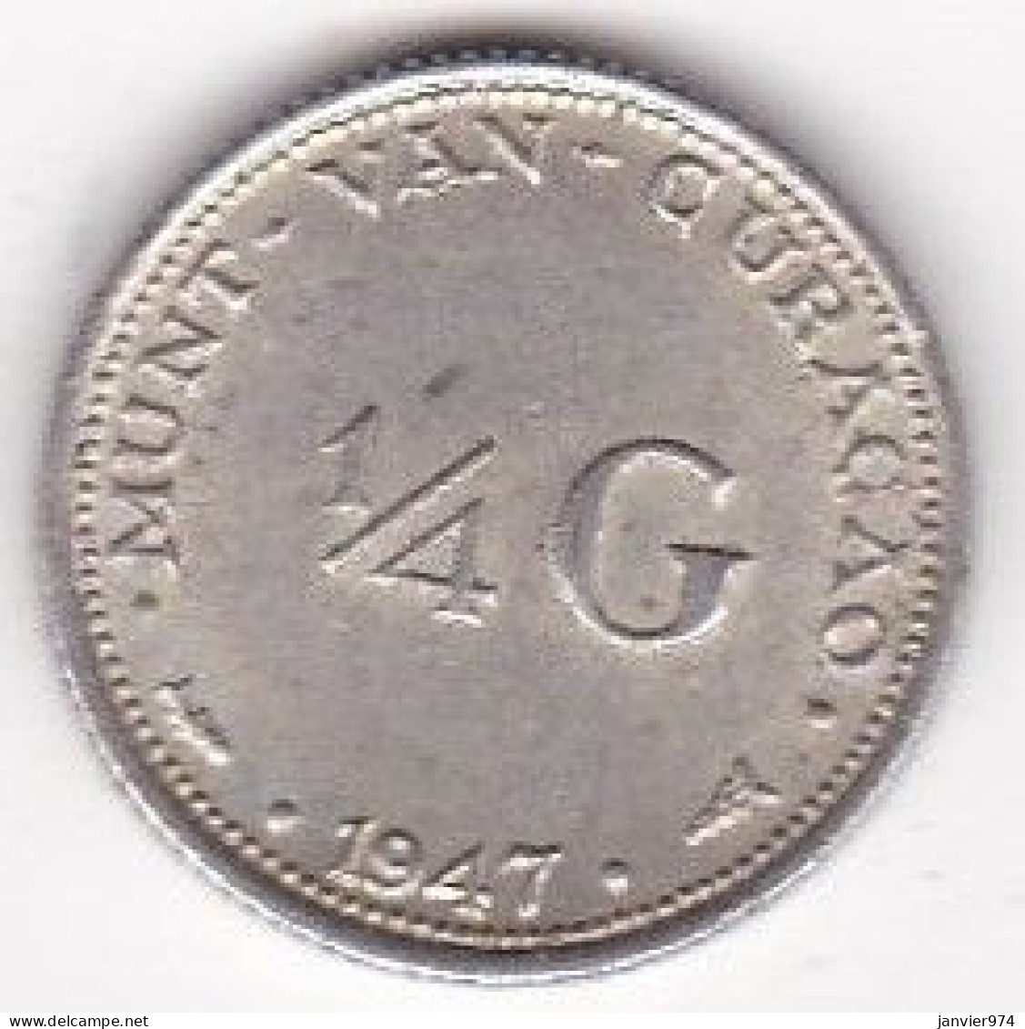 Curaçao. 1/4 Gulden 1947, Wilhelmina, En Argent . KM# 44 - Antilles Néerlandaises