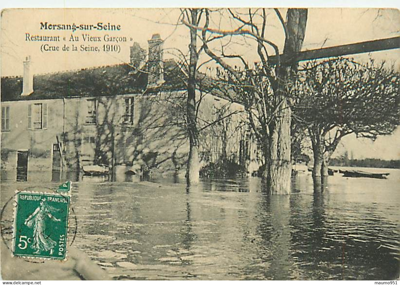 91 MORSANG SUR SEINE - Restaurant Au Vieux Garçons. Crue De 1910 - Morsang Sur Orge