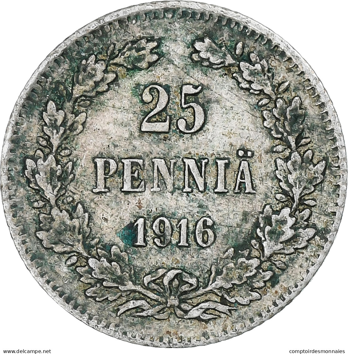 Finlande, Nicholas II, 25 Penniä, 1916, Helsinki, Argent, SUP, KM:6.2 - Finlande