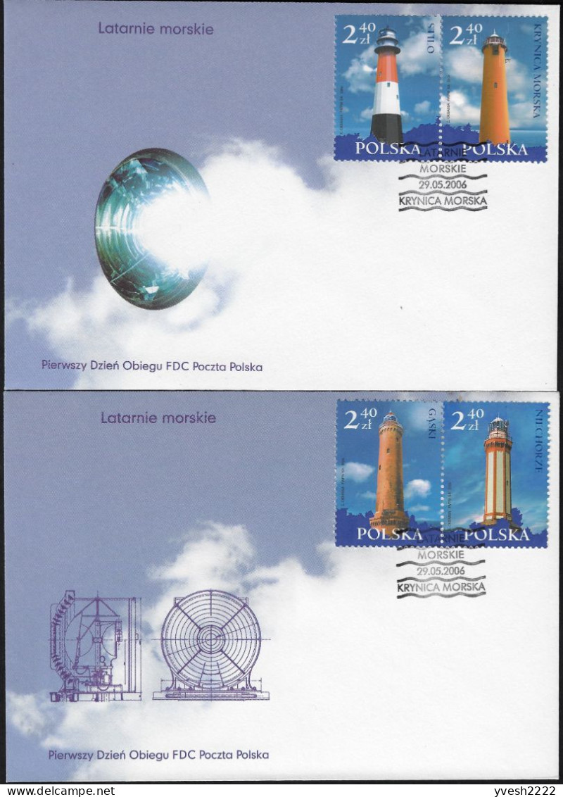 Pologne 2006 Y&T 3984 à 3987 Sur 2 FDC. Phares - Leuchttürme