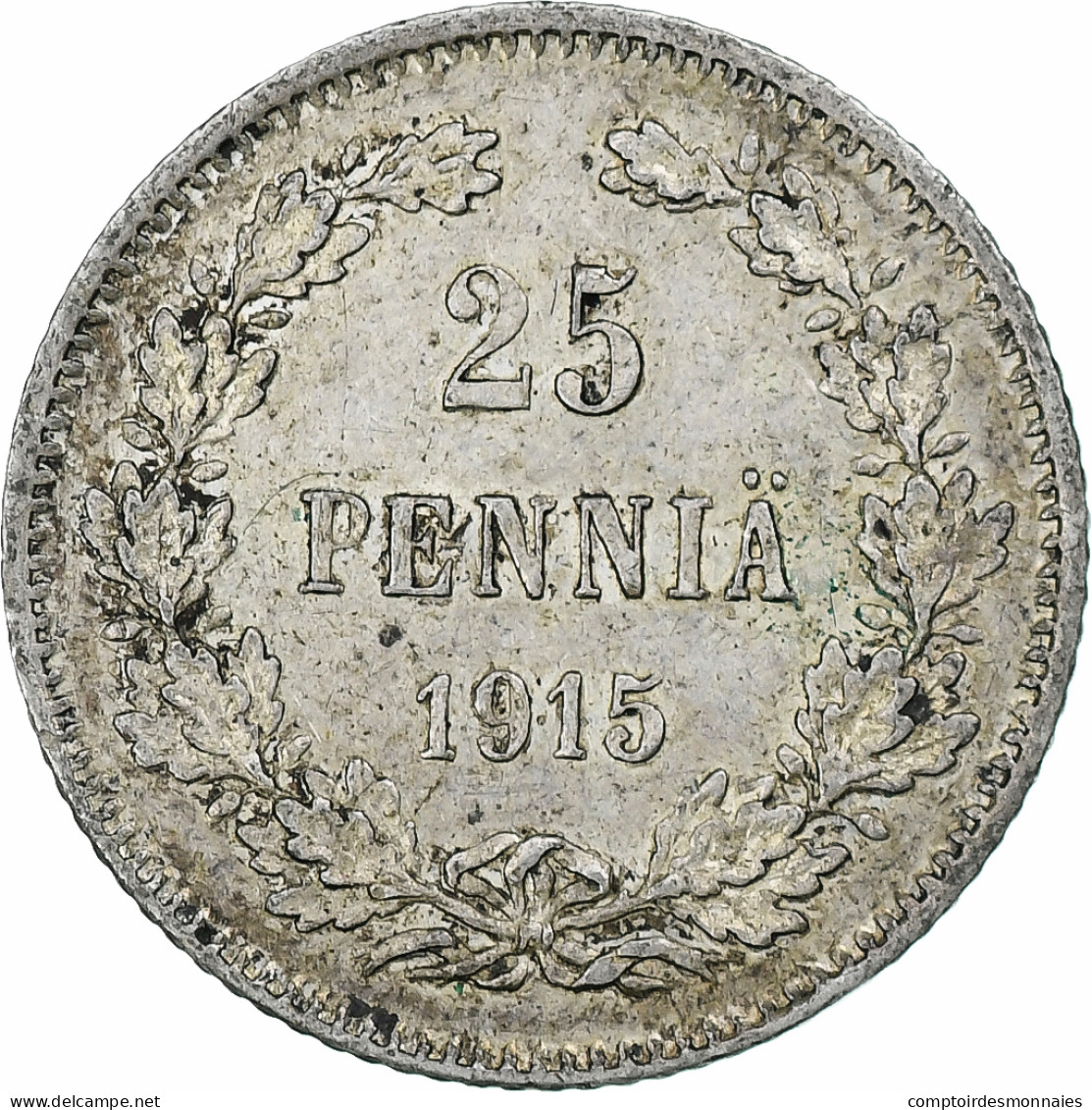 Finlande, Nicholas II, 25 Penniä, 1915, Helsinki, Argent, SUP, KM:6.2 - Finlande
