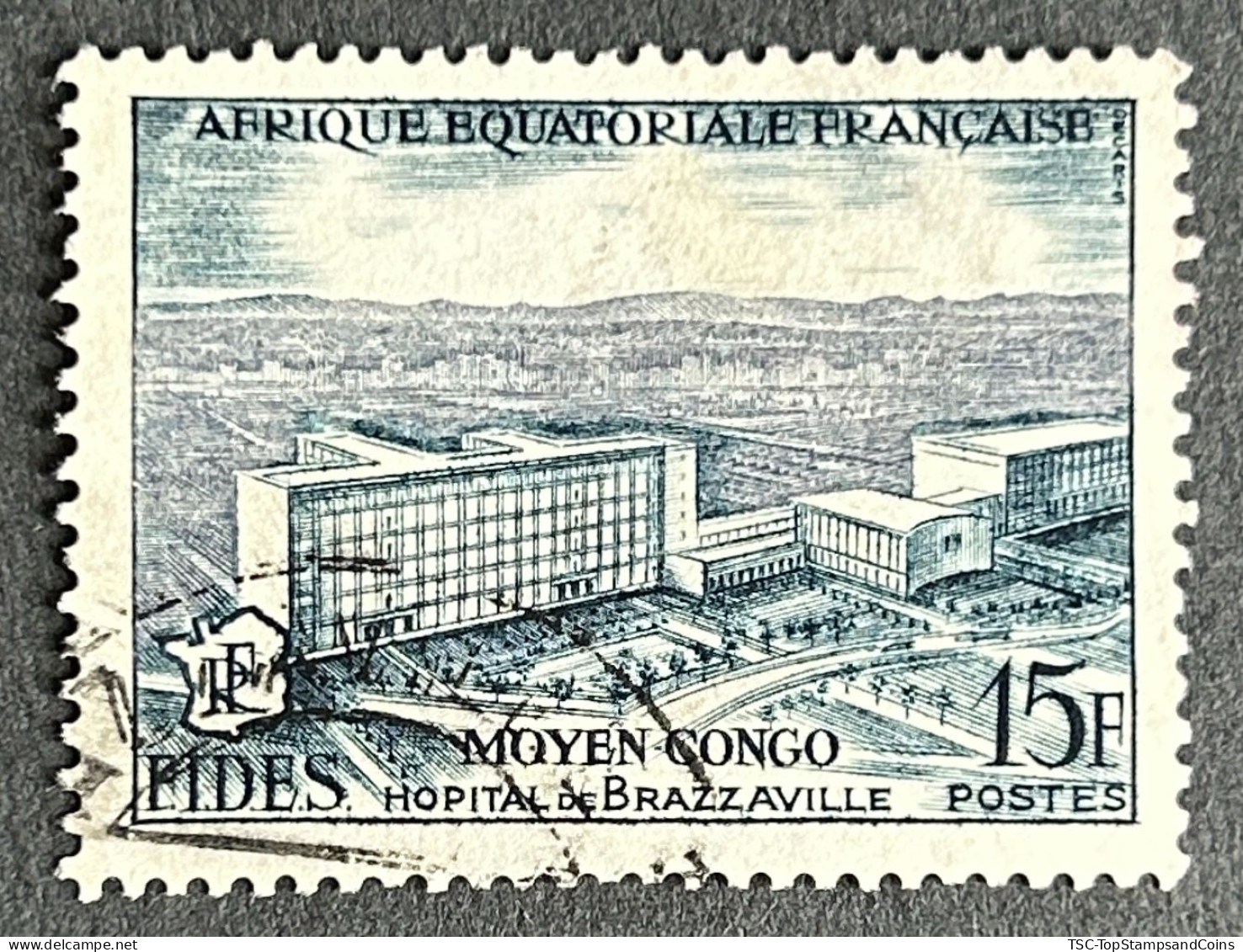 FRAEQ0234U1 - FIDES - Brazzaville Hospital - Middle Congo - 15 F Used Stamp - AEF - 1956 - Used Stamps