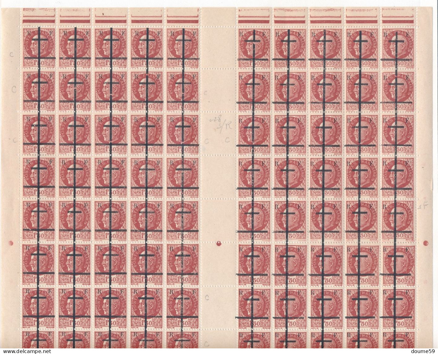 AC-220: FRANCE:  Feuille  Libération Lille** Avec Variétés Dont Sans Le R (case 28) Et Sans Le F (case 50) - Full Sheets